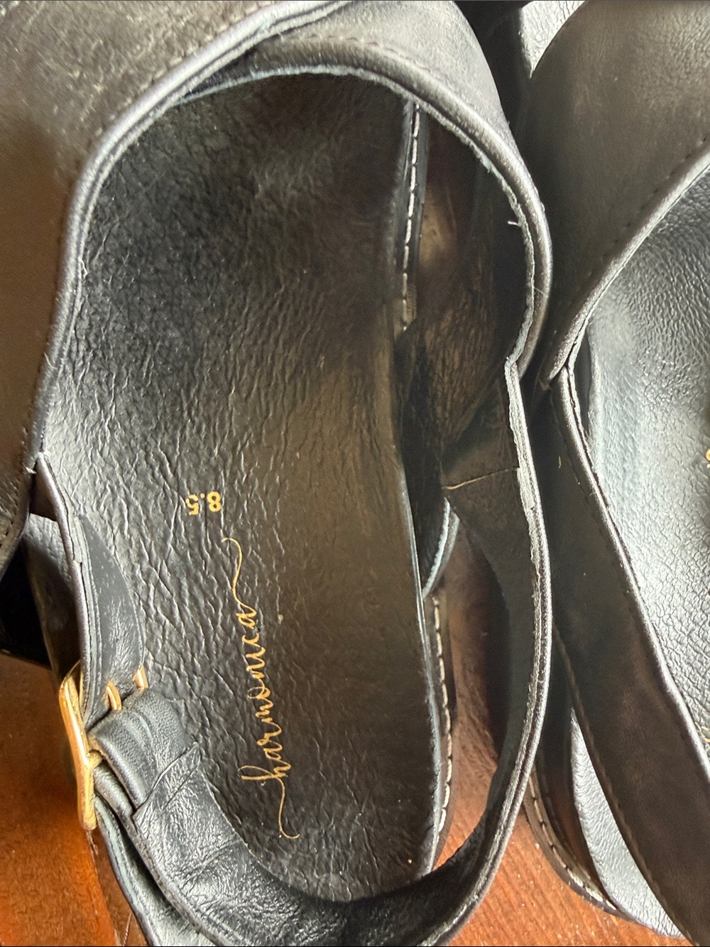 Black Leather Cross-Strap Flats by Sam & Libby - Picture 2 of 5